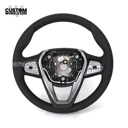 BMW Custom ID6 Steering Wheel – Smooth Leather & Brushed Silver Trim – Fits iX3 iX i4 G60 G70 + more
