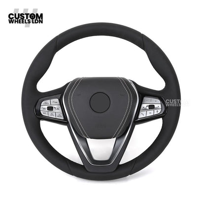 BMW Custom ID6 Steering Wheel – Smooth Leather & Brushed Silver Trim – Fits iX3 iX i4 G60 G70 + more