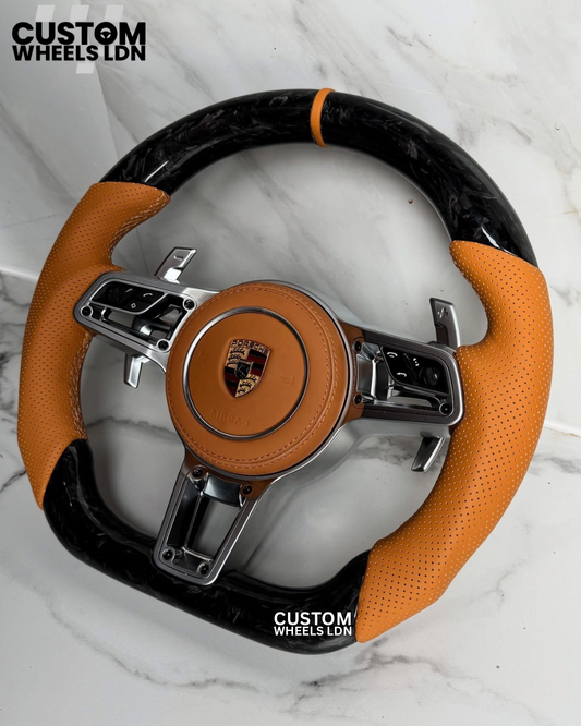 Custom Forged Carbon Fibre / Carbon Fibre Steering Wheel for Porsche