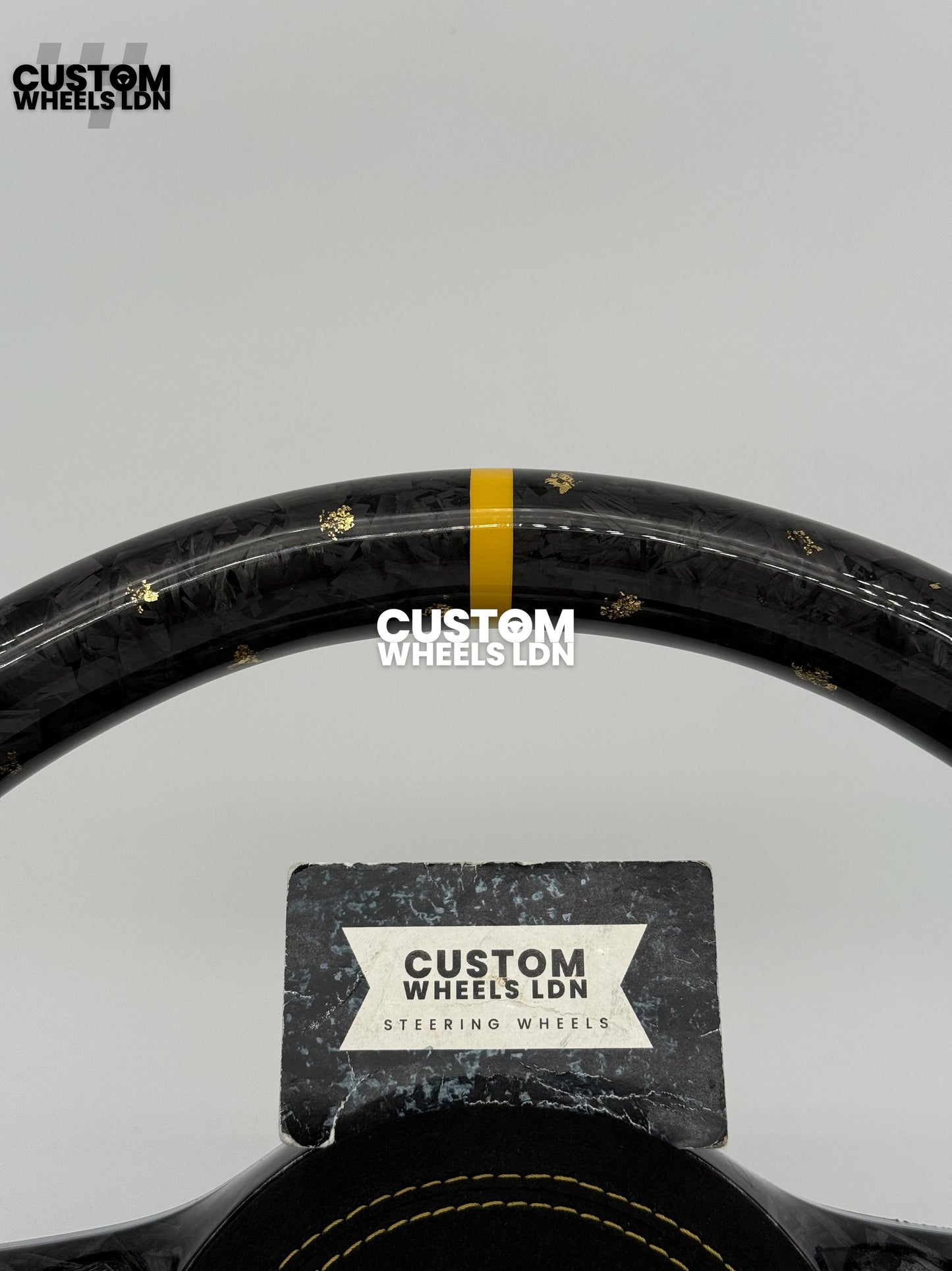 Mercedes Custom Gold Flake Forged Carbon Flat Bottom Steering Wheel – Magnetic Extended Paddles, OEM Black Buttons | Fits A-Class, C-Class, E-Class, GLC, GLE + more | Plug & Play | With Airbag | Upgrade for Older Models Available