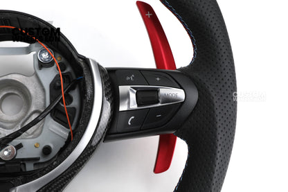 BMW Custom Carbon Fibre Steering Wheel – Red Paddles | Perforated Leather | M-Stripe Marker | Plug & Play | Fits 1 Series F20, 2 Series F22, 3 Series F30, 4 Series F32, M2, M3, M4, X1 F48, X2 F39, Z4 G29 + more