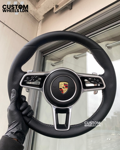 Porsche PDK Custom Lenkrad Sport Schwarzes Leder