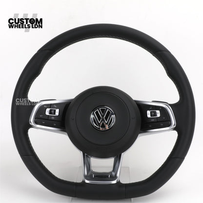 VW MK7 Custom Steering Wheel | Full Leather | Complete Plug & Play | Fits Golf GTI, R, GTD + more
