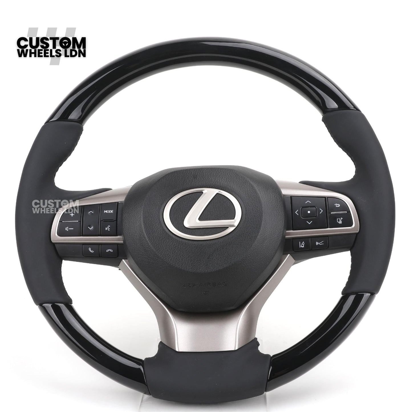 Lexus Custom Steering Wheel – Gloss Wood Trim, Smooth Black Leather, Factory Controls, OEM Finish | Fits RX, GS, IS, LS, NX + more | Plug & Play | Retrofit Upgrade for Older Models