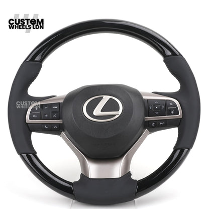 Lexus Custom Steering Wheel – Gloss Wood Trim, Smooth Black Leather, Factory Controls, OEM Finish | Fits RX, GS, IS, LS, NX + more | Plug & Play | Retrofit Upgrade for Older Models