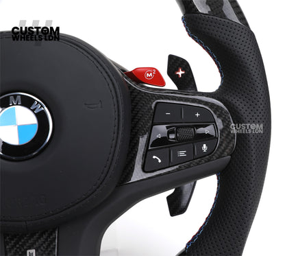 BMW Custom G Series Carbon Steering Wheel with M1/M2 Buttons & Carbon Paddles – Flat Bottom – Fits G20 G21 G22 G23 G30 G31 G32 G14 G15 G16 G01 G02 + more