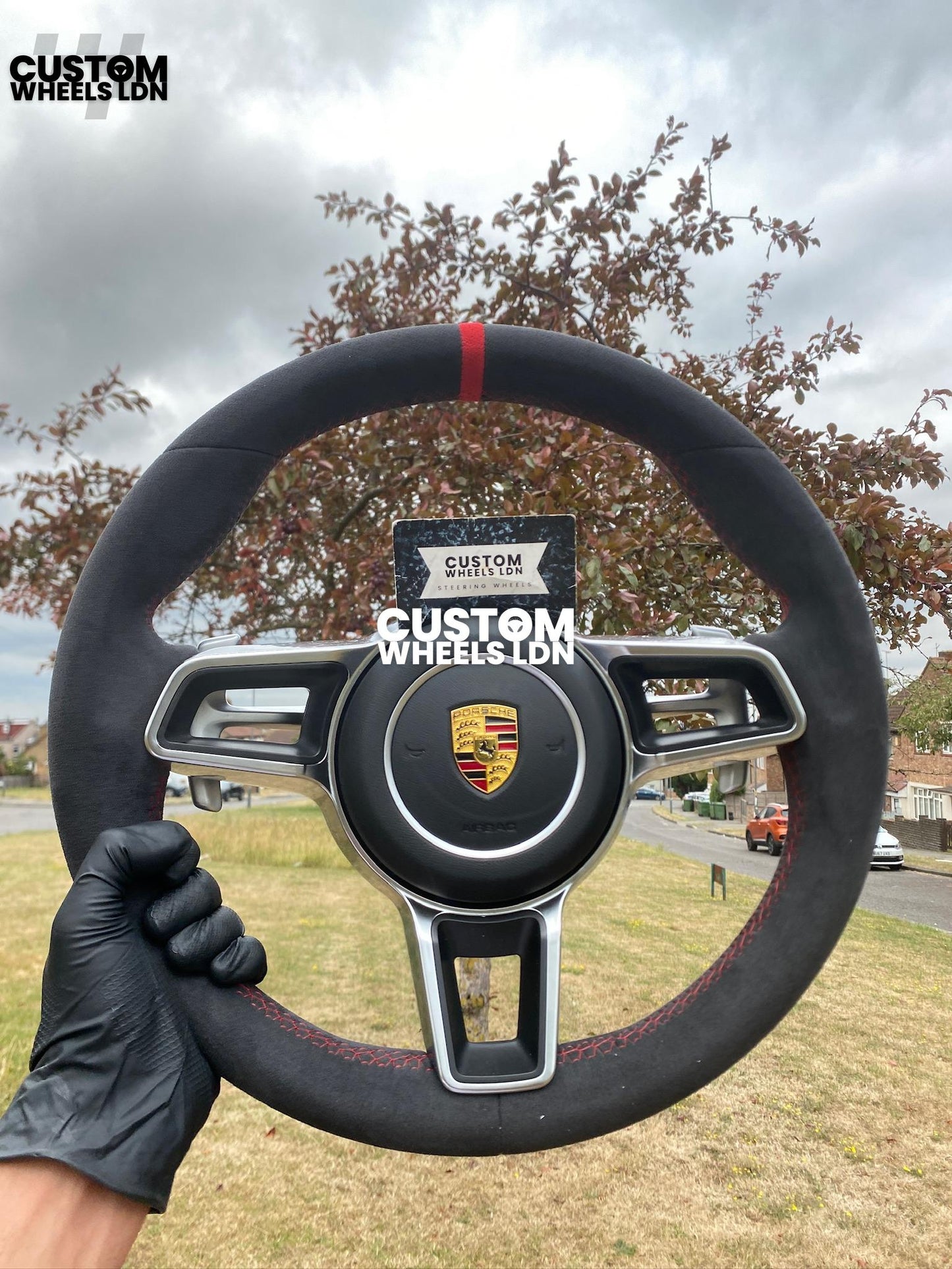 Porsche Custom Steering Wheel GT3RS Style – Alcantara, Red Stitching & Red 12 O’Clock Stripe | Fits 997, 991.1, Cayman, Boxster, Macan, Cayenne + more | Plug & Play | With Airbag | Upgrade for Older Models Available