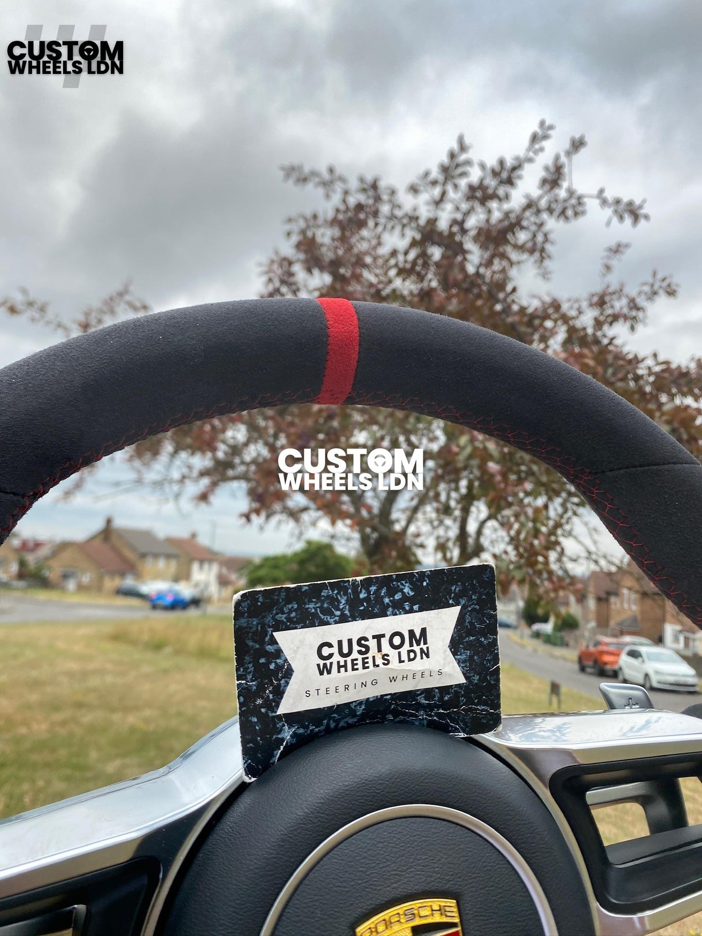 Porsche Custom Steering Wheel GT3RS Style – Alcantara, Red Stitching & Red 12 O’Clock Stripe | Fits 997, 991.1, Cayman, Boxster, Macan, Cayenne + more | Plug & Play | With Airbag | Upgrade for Older Models Available
