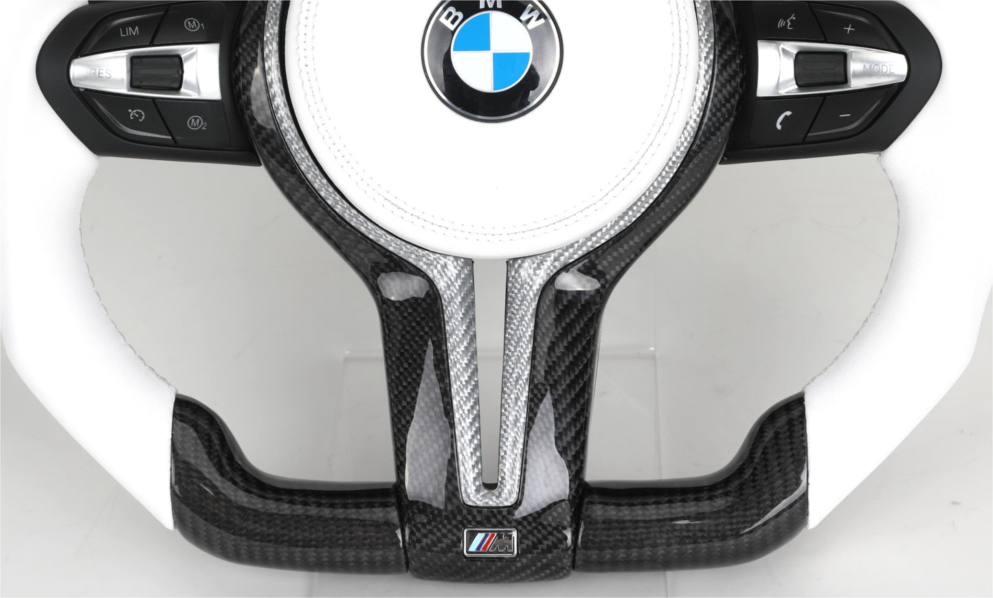 BMW Custom Steering Wheel For F series White Leather and Carbon Fibre