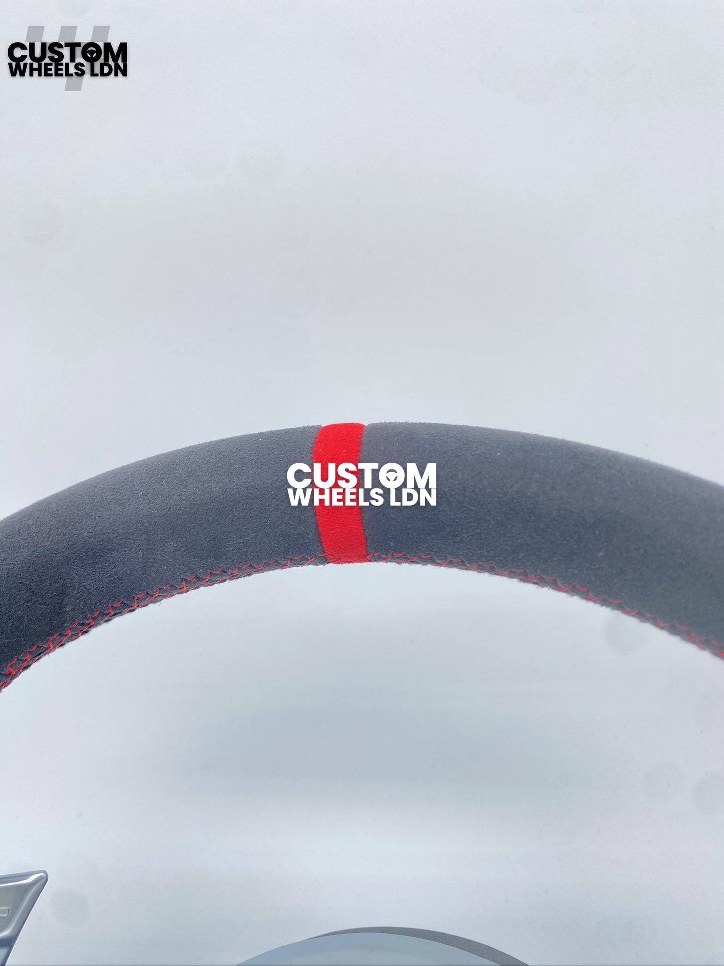 Porsche Custom Steering Wheel GT3RS Style – Alcantara, Silver Extended Paddles, Red Stitching & Stripe | Fits 997, 991.1, 987, Cayman, Boxster, Panamera, Macan, Cayenne + more | Plug & Play | With Airbag | Upgrade for Older Models Available