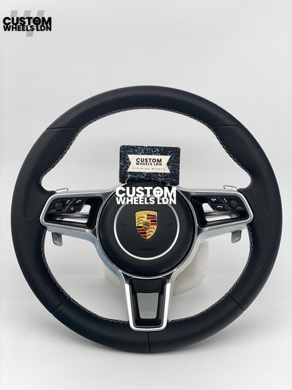 Porsche Custom Steering Wheel – Smooth Leather & Perforated Leather, OEM Paddles, OEM Buttons | Fits 997.1, 997.2, 991.1, 981, Macan, Cayenne + more | Plug & Play | With Airbag | Upgrade for Older Models Available