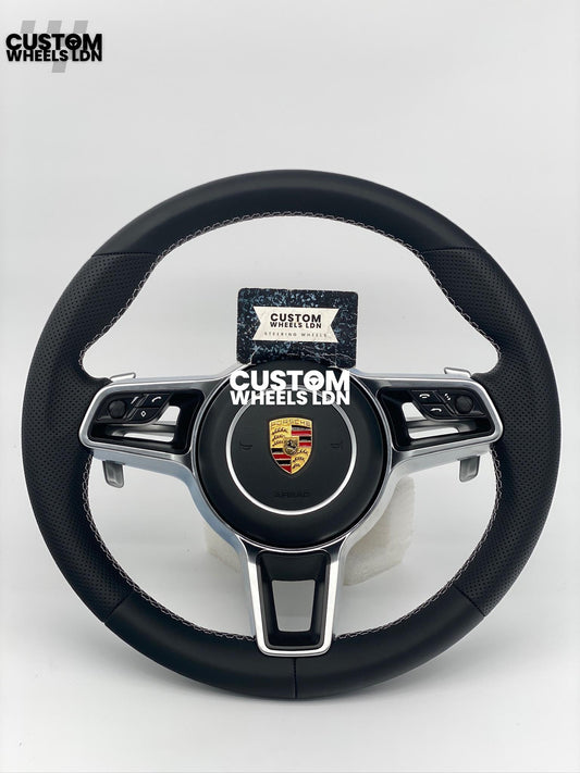 Porsche Custom Steering Wheel – Smooth Leather & Perforated Leather, OEM Paddles, OEM Buttons | Fits 997.1, 997.2, 991.1, 981, Macan, Cayenne + more | Plug & Play | With Airbag | Upgrade for Older Models Available