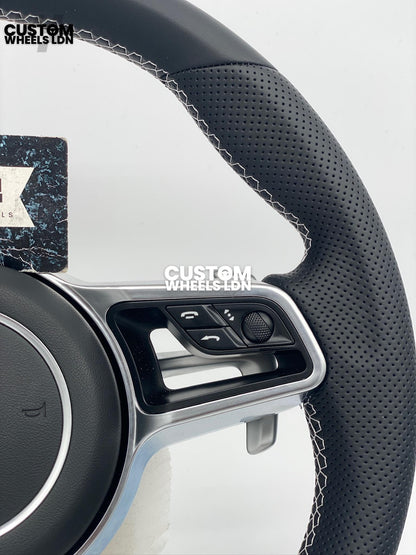 Porsche Custom Steering Wheel – Smooth Leather & Perforated Leather, OEM Paddles, OEM Buttons | Fits 997.1, 997.2, 991.1, 981, Macan, Cayenne + more | Plug & Play | With Airbag | Upgrade for Older Models Available