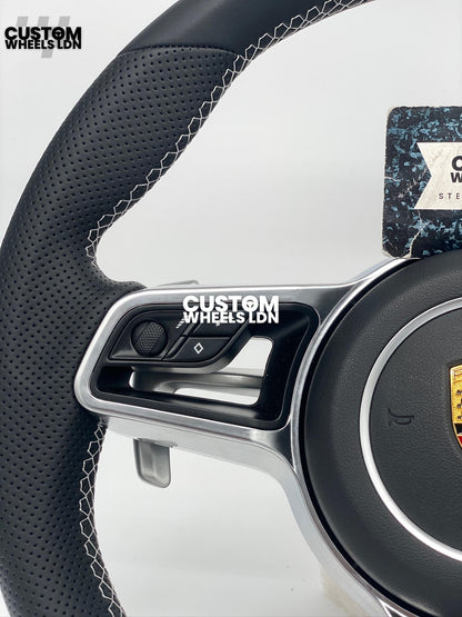 Porsche Custom Steering Wheel – Smooth Leather & Perforated Leather, OEM Paddles, OEM Buttons | Fits 997.1, 997.2, 991.1, 981, Macan, Cayenne + more | Plug & Play | With Airbag | Upgrade for Older Models Available