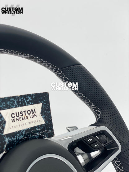 Porsche Custom Steering Wheel – Smooth Leather & Perforated Leather, OEM Paddles, OEM Buttons | Fits 997.1, 997.2, 991.1, 981, Macan, Cayenne + more | Plug & Play | With Airbag | Upgrade for Older Models Available