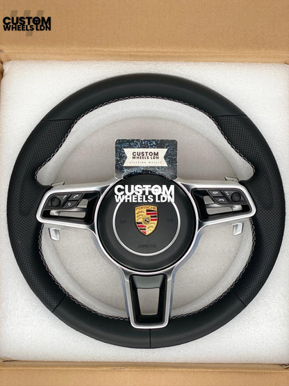 Porsche Custom Steering Wheel – Smooth Leather & Perforated Leather, OEM Paddles, OEM Buttons | Fits 997.1, 997.2, 991.1, 981, Macan, Cayenne + more | Plug & Play | With Airbag | Upgrade for Older Models Available