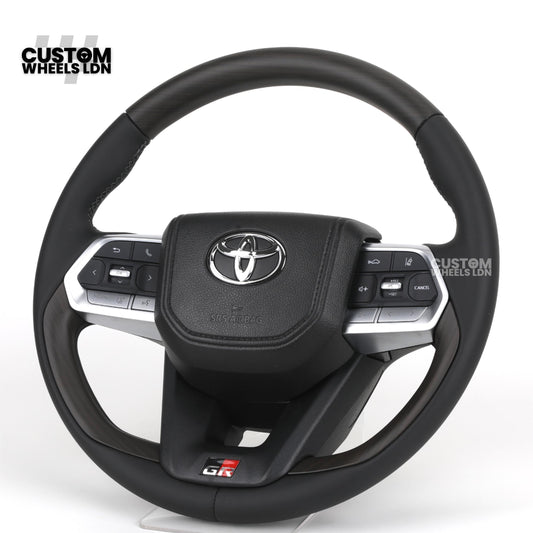Toyota GR Custom Steering Wheel – Smooth Black Leather, OEM Trim, GR Badge, Factory Controls | Fits GR Yaris, GR Corolla, GR86 + more | Plug & Play | Retrofit Upgrade for Older Models