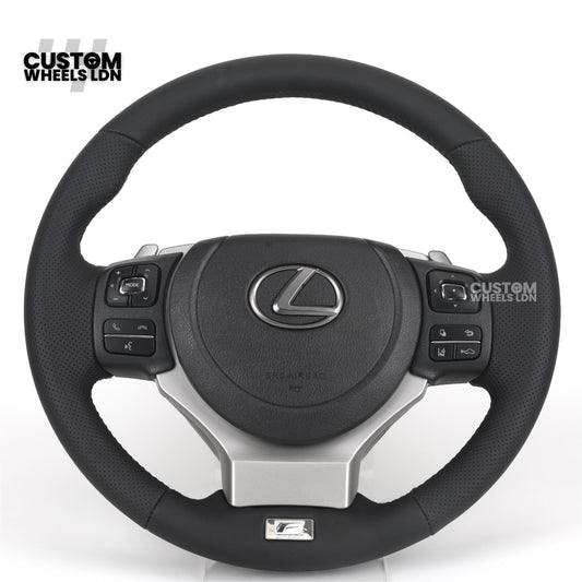 Lexus Custom F Sport Steering Wheel – Perforated Leather, Silver Trim, OEM Controls | Fits IS, GS, RC, RX + more | Plug & Play | Luxury Retrofit Upgrade
