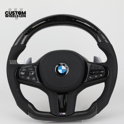BMW Custom G-Series Flat Bottom Carbon LED Steering Wheel – Fits G20 G21 G22 G42 G80 G87 + more