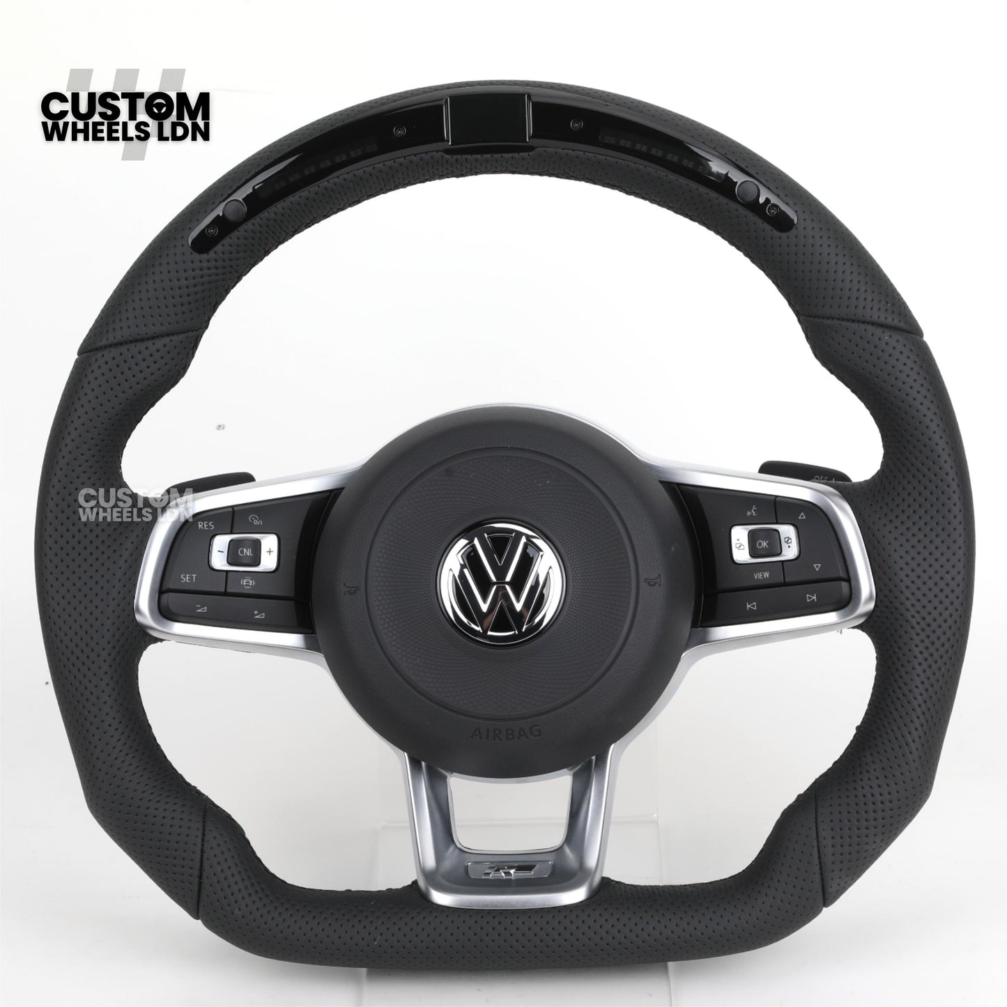 VW MK7 Custom Steering Wheel | LED Display, Perforated Leather, Carbon Fibre, Complete Plug & Play Wheel | Fits Golf MK7, GTI, R + more