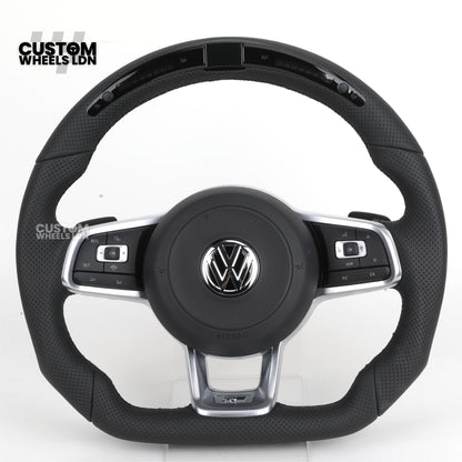 VW MK7 Custom Steering Wheel | LED Display, Perforated Leather, Carbon Fibre, Complete Plug & Play Wheel | Fits Golf MK7, GTI, R + more