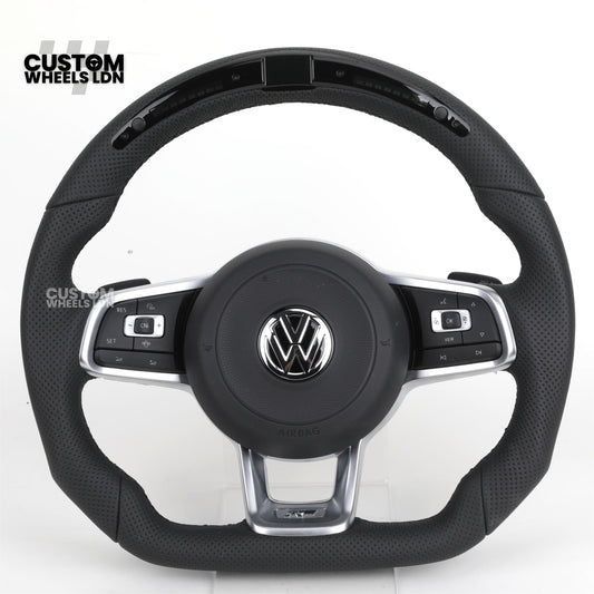 VW MK7 Custom Steering Wheel | LED Display, Perforated Leather, Carbon Fibre, Complete Plug & Play Wheel | Fits Golf MK7, GTI, R + more
