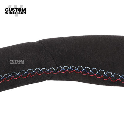 BMW Custom LCI-Style Flat Bottom Steering Wheel – Alcantara, Carbon Fibre Trims, M-Coloured Stitching, Red M Buttons, Carbon Paddles | Fits G80 M3, G82 M4, G20 3 Series, G22 4 Series, G30 5 Series + more | Plug & Play | Retrofit Upgrade for Older Models