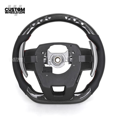 Toyota Custom LED Carbon Steering Wheel – Red Stitch, Perforated Grips, Flat Bottom | Built-In Rev Counter Display | Fits GR Yaris, GR Supra, Camry, Corolla + more | Plug & Play | Full Carbon Retrofit Upgrade