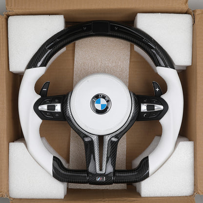 BMW Custom Steering Wheel For F series White Leather and Carbon Fibre