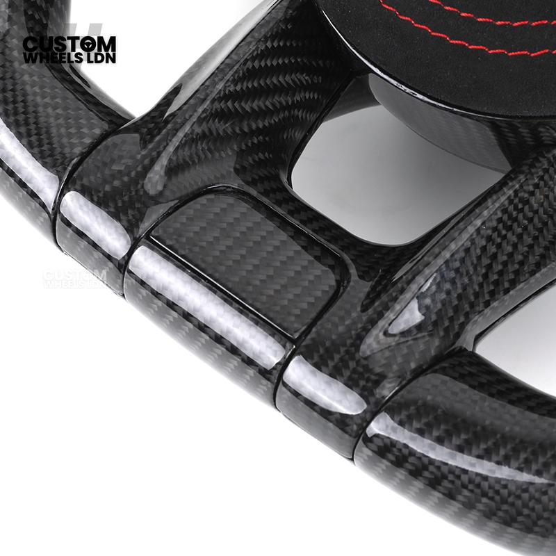 Mercedes Custom AMG Flat Bottom Steering Wheel – Alcantara & Carbon Fibre, Red Stitching, LED Display, Touch Control Buttons, AMG Badge | Fits C-Class, E-Class, CLS, GLC, GLE, G-Class + more | Plug & Play | Retrofit Upgrade for Older Models Available