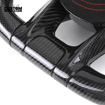 Mercedes Custom AMG Flat Bottom Steering Wheel – Alcantara & Carbon Fibre, Red Stitching, LED Display, Touch Control Buttons, AMG Badge | Fits C-Class, E-Class, CLS, GLC, GLE, G-Class + more | Plug & Play | Retrofit Upgrade for Older Models Available