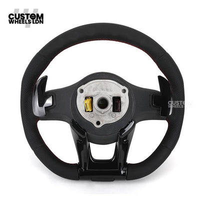 Mercedes Custom AMG LED Steering Wheel – Black AMG Trim, Red Stitching, Black Controls, Flat Bottom, Perforated Leather | AMG Badge | Plug & Play | Complete Wheel with Airbag | Retrofit Upgrade for Older Models Available | Fits W205, W213, GLC, CLS + More