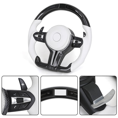 BMW Custom Steering Wheel For F series White Leather and Carbon Fibre