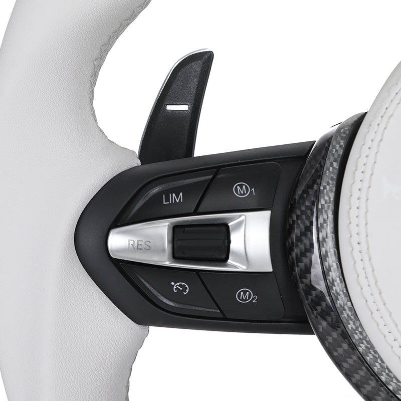 BMW Custom Steering Wheel For F series White Leather and Carbon Fibre