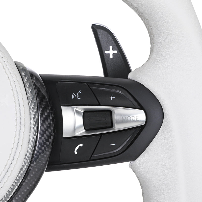 BMW Custom Steering Wheel For F series White Leather and Carbon Fibre