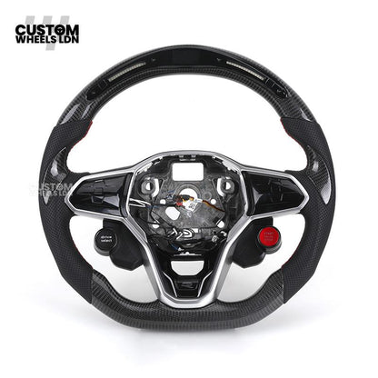 VW MK8 Custom Steering Wheel – LED Display | Carbon Fibre | Start & Drive Select Buttons | Fits Golf GTI R Mk8 + more