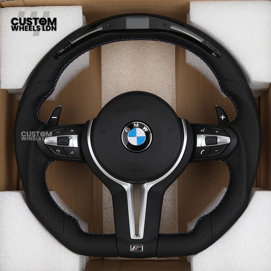 BMW Custom LED Steering Wheel – Perforated Leather with M-Stitching | Fits F20 F22 F30 F32 F36 F10 F06 F13 X1 X3 X4 X5 X6 + More