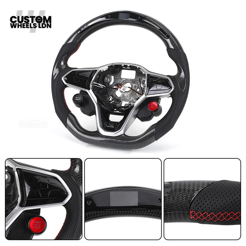 VW MK8 Custom Steering Wheel – LED Display | Carbon Fibre | Start & Drive Select Buttons | Fits Golf GTI R Mk8 + more