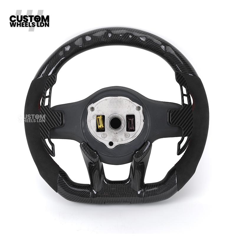 Mercedes Custom AMG Flat Bottom Steering Wheel – Alcantara & Carbon Fibre, Red Stitching, LED Display, Touch Control Buttons, AMG Badge | Fits C-Class, E-Class, CLS, GLC, GLE, G-Class + more | Plug & Play | Retrofit Upgrade for Older Models Available