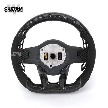 Mercedes Custom AMG Flat Bottom Steering Wheel – Alcantara & Carbon Fibre, Red Stitching, LED Display, Touch Control Buttons, AMG Badge | Fits C-Class, E-Class, CLS, GLC, GLE, G-Class + more | Plug & Play | Retrofit Upgrade for Older Models Available