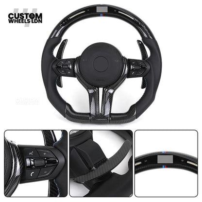 BMW Custom F-Series LED Carbon Fibre Steering Wheel – Smooth Grip | Fits F20 F22 F30 F32 F36 M2 M3 M4 + more