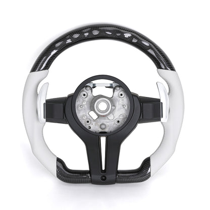 BMW Custom Steering Wheel For F series White Leather and Carbon Fibre