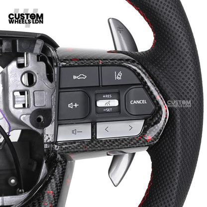 Toyota Custom LED Carbon Steering Wheel – Red Stitch, Perforated Grips, Flat Bottom | Built-In Rev Counter Display | Fits GR Yaris, GR Supra, Camry, Corolla + more | Plug & Play | Full Carbon Retrofit Upgrade