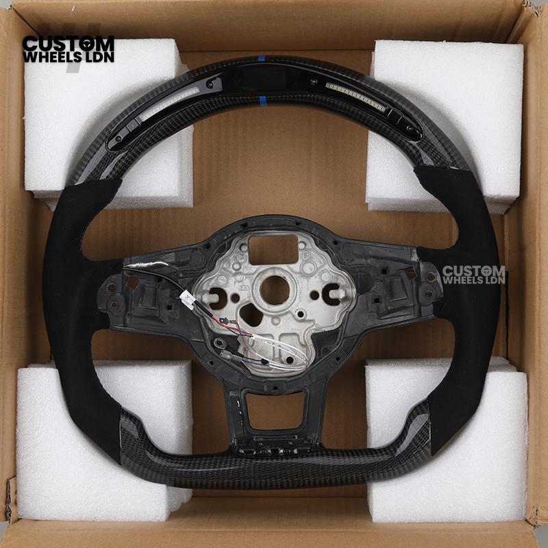 Volkswagen Mk7 Custom Steering Wheel Base – LED Display | Alcantara & Carbon Fibre | Core Frame Only