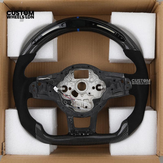 Volkswagen Mk7 Custom Steering Wheel Base – LED Display | Alcantara & Carbon Fibre | Core Frame Only