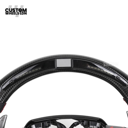 Toyota Custom LED Carbon Steering Wheel – Red Stitch, Perforated Grips, Flat Bottom | Built-In Rev Counter Display | Fits GR Yaris, GR Supra, Camry, Corolla + more | Plug & Play | Full Carbon Retrofit Upgrade