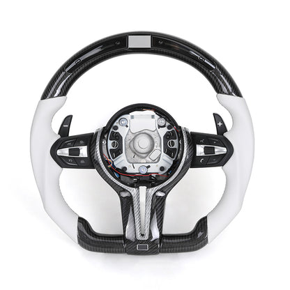 BMW Custom Steering Wheel For F series White Leather and Carbon Fibre