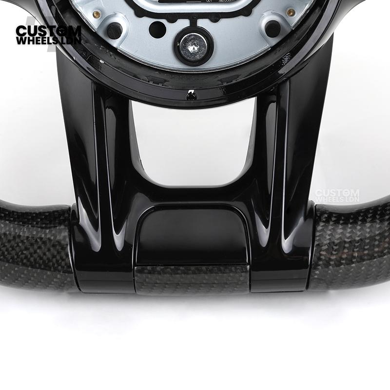 Mercedes Custom AMG Flat Bottom Steering Wheel – Perforated Leather & Gloss Carbon Fibre, LED Display, Red Stitching, Piano Black Trim, Touch Control Buttons, AMG Badge | Fits C-Class, E-Class, CLS, GLC, GLE, G-Class + more | Plug & Play | Retrofit Upgrad