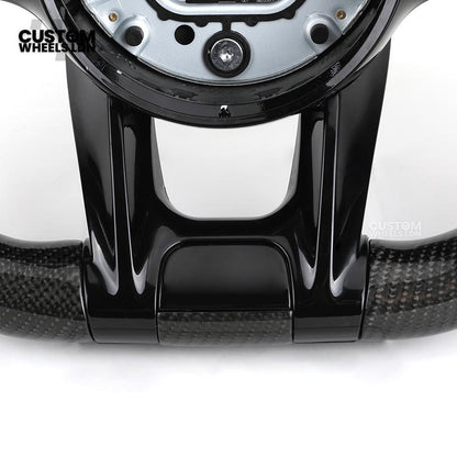 Mercedes Custom AMG Flat Bottom Steering Wheel – Perforated Leather & Gloss Carbon Fibre, LED Display, Red Stitching, Piano Black Trim, Touch Control Buttons, AMG Badge | Fits C-Class, E-Class, CLS, GLC, GLE, G-Class + more | Plug & Play | Retrofit Upgrad