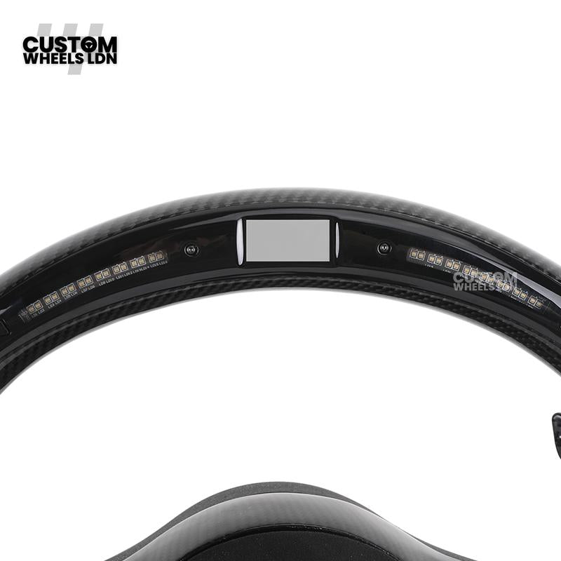 Mercedes Custom AMG Flat Bottom Steering Wheel – Alcantara & Carbon Fibre, Red Stitching, LED Display, Touch Control Buttons, AMG Badge | Fits C-Class, E-Class, CLS, GLC, GLE, G-Class + more | Plug & Play | Retrofit Upgrade for Older Models Available
